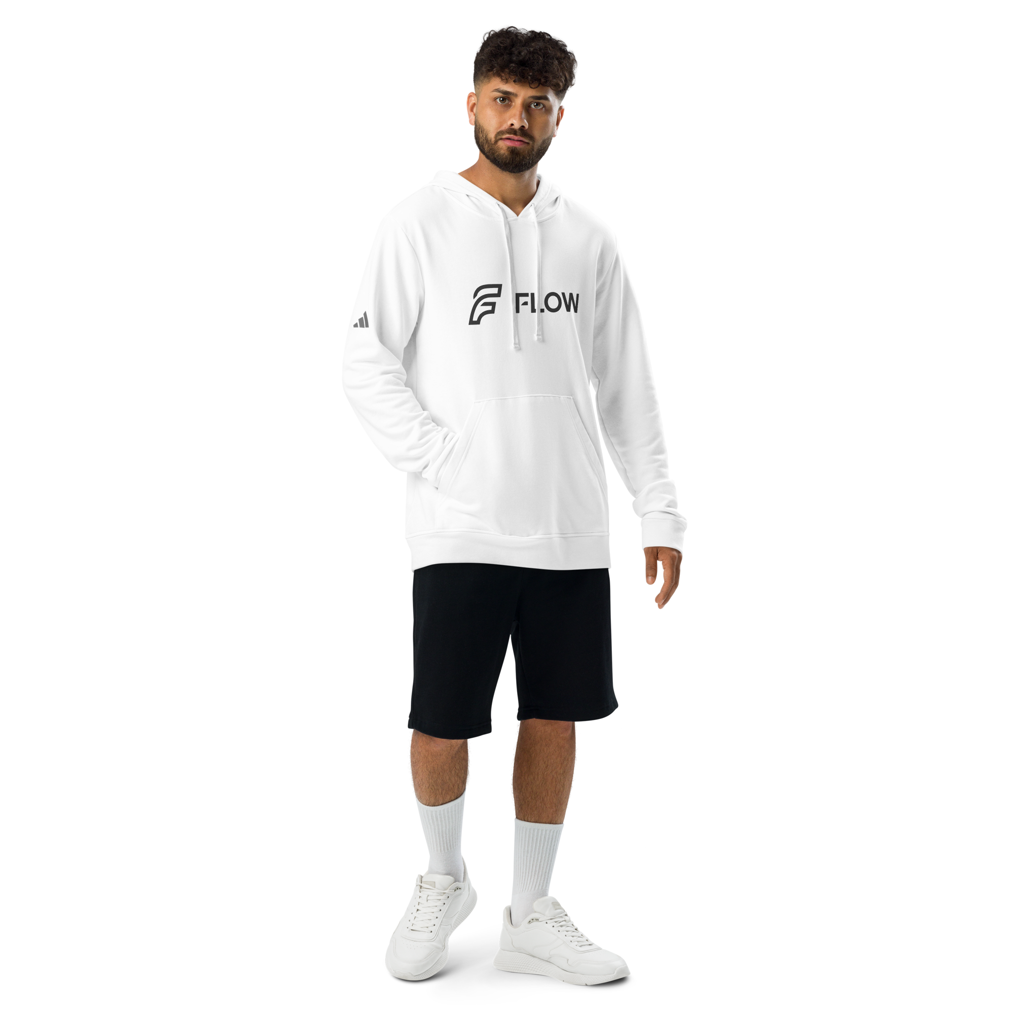 FLOW X ADIDAS RELAXED FIT HOODIE » WHITE HIGH CONTRAST