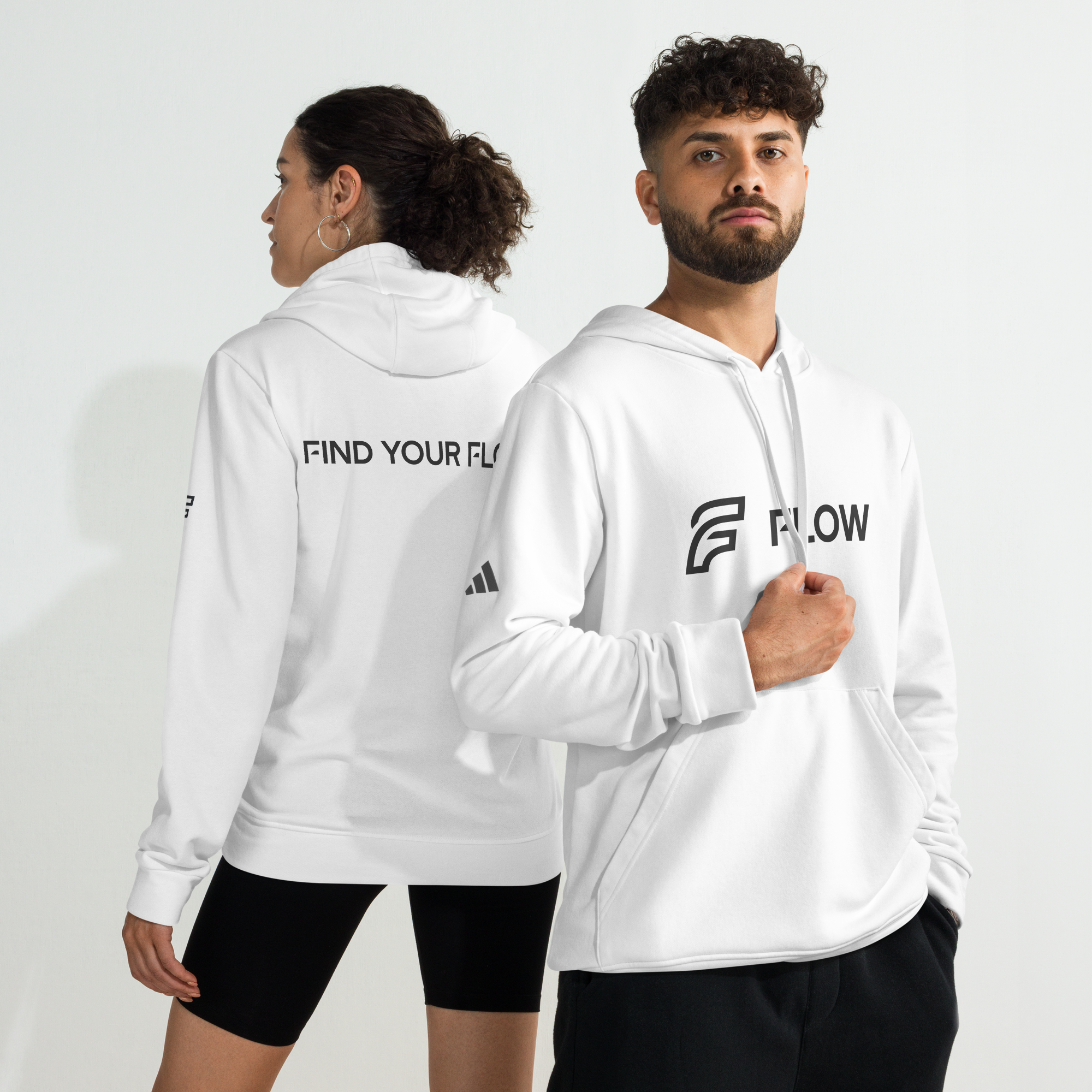 FLOW X ADIDAS RELAXED FIT HOODIE » WHITE HIGH CONTRAST