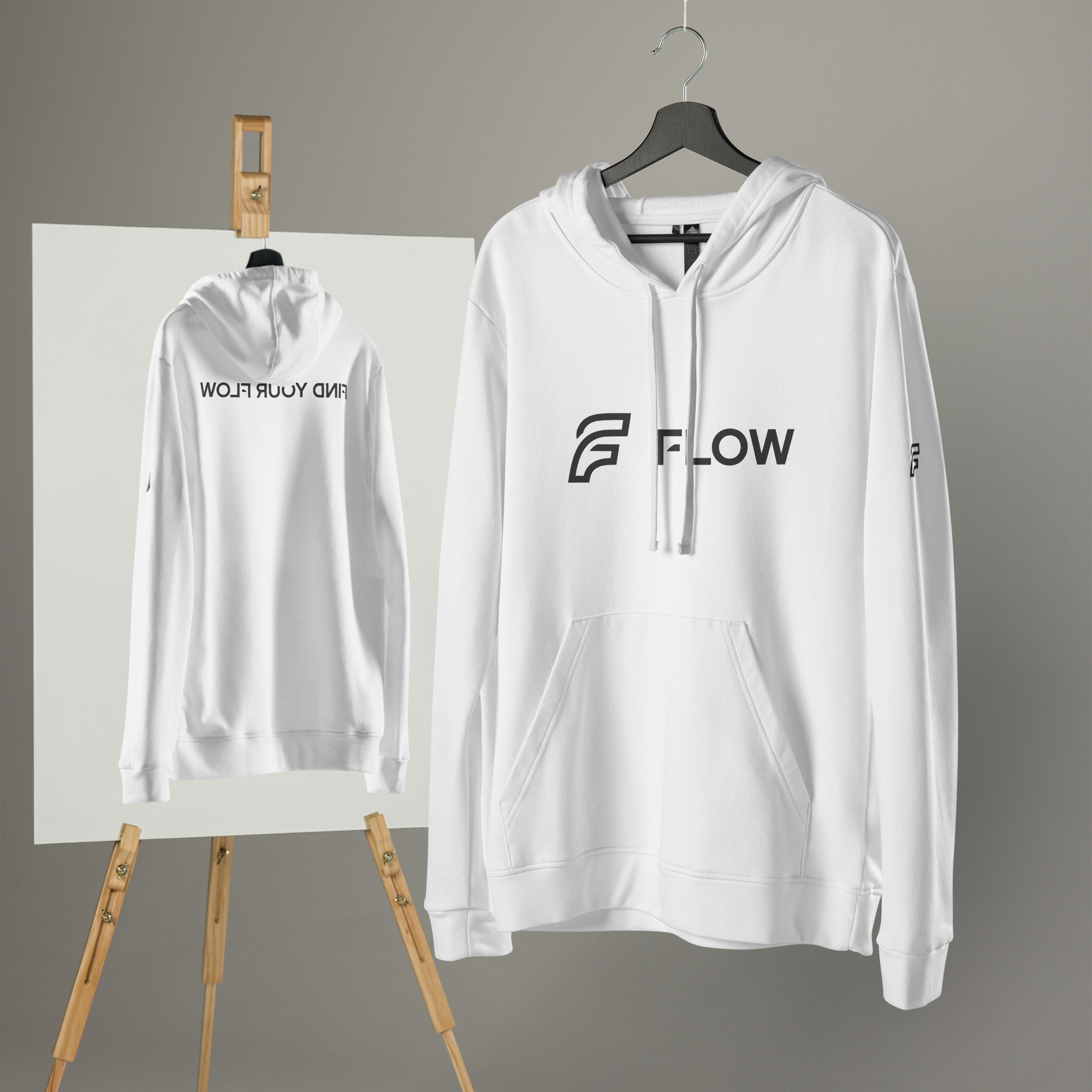 FLOW X ADIDAS RELAXED FIT HOODIE » WHITE HIGH CONTRAST