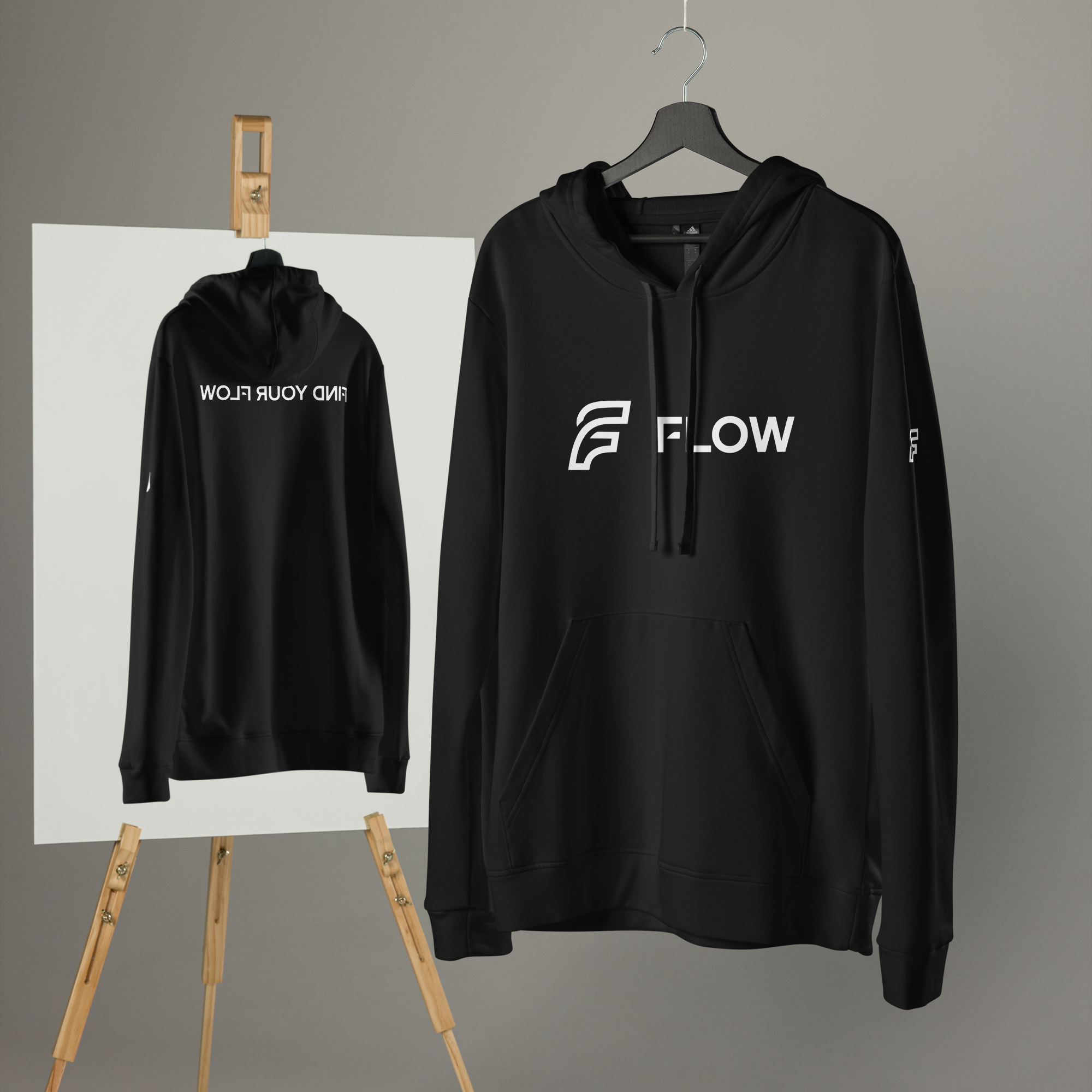 FLOW X ADIDAS RELAXED FIT HOODIE | BLACK HIGH CONTRAST