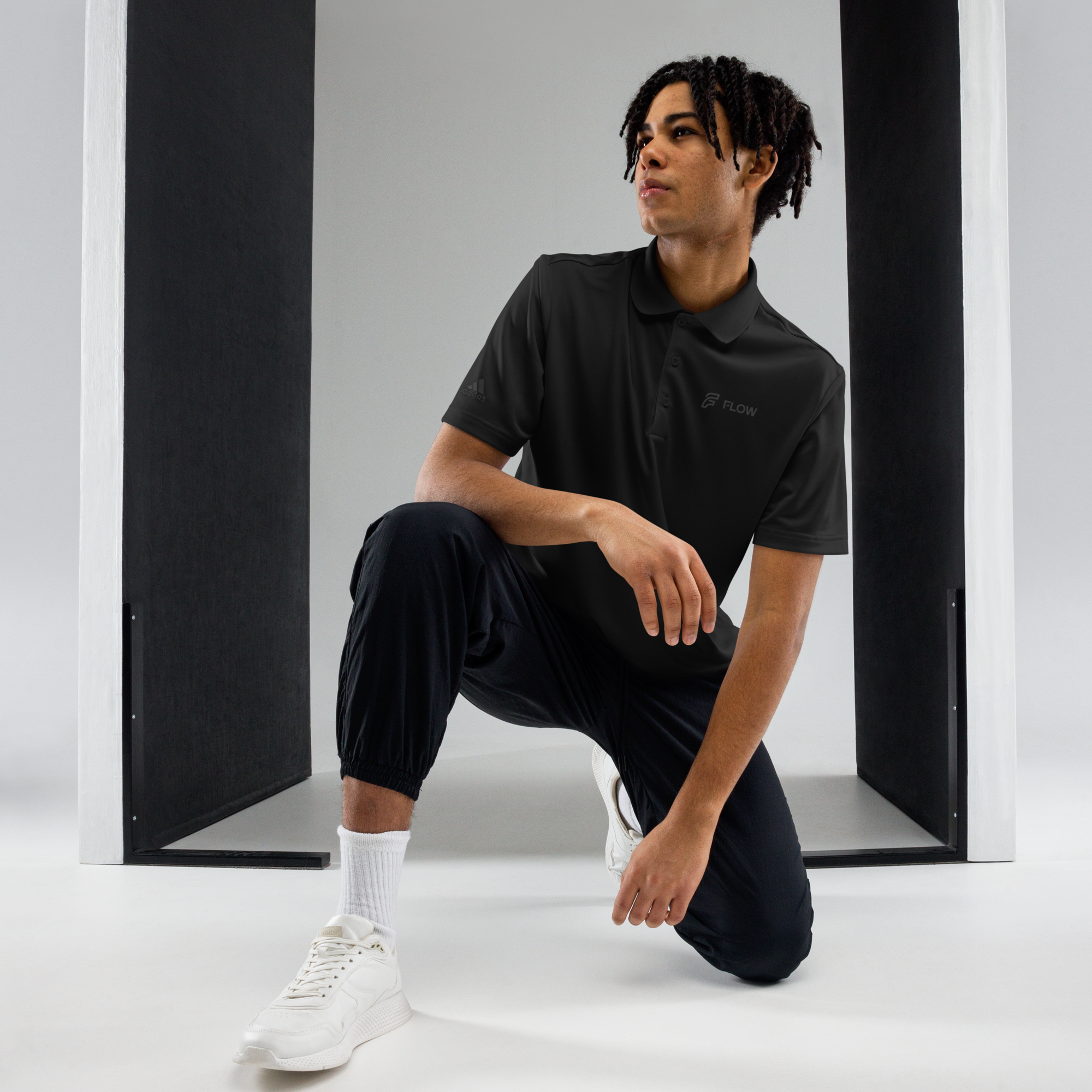 FLOW X ADIDAS TECH POLO | BLACK STEALTH